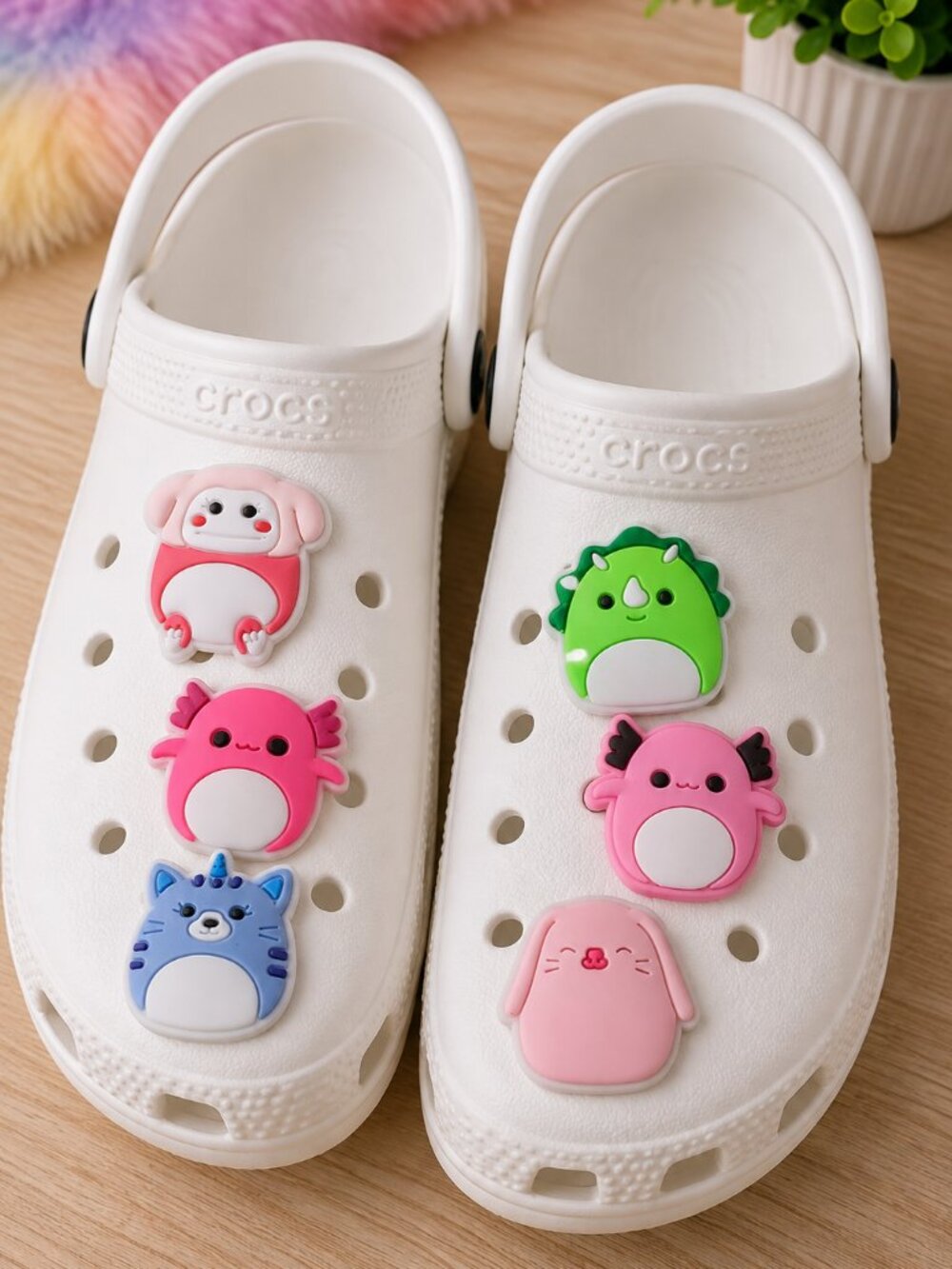 Squishmallows Croc Charms 6pc Axolotl Dinosaur Cat Kawaii Shoe Animal Jewelry